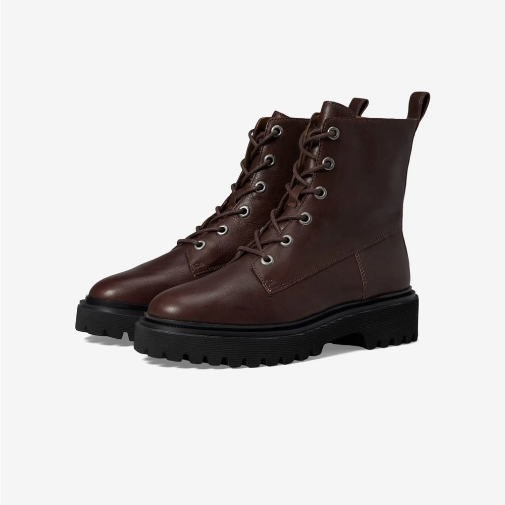 The Rayna Lace-Up Boot in Leather, Dark Cabernet, size 7.5